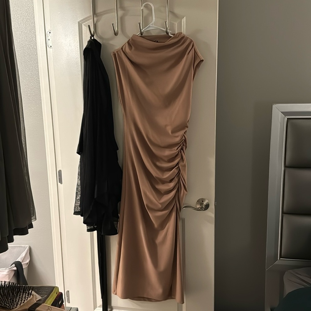 Brown form fitting Anthropologie dress